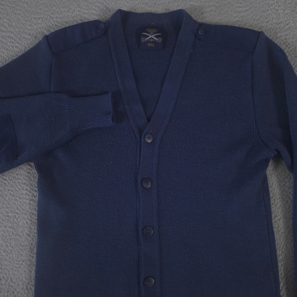 Military Equipment Sweater Mens 44 Long Navy Wool Blend Epaulets Elbow Patches